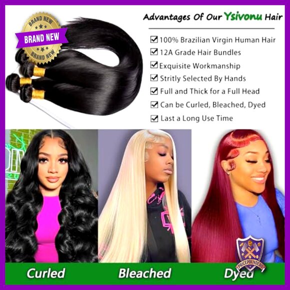 4 Straight Brazilian Virgin Hair Bundles 18-24 Inch 12A Quick Weave